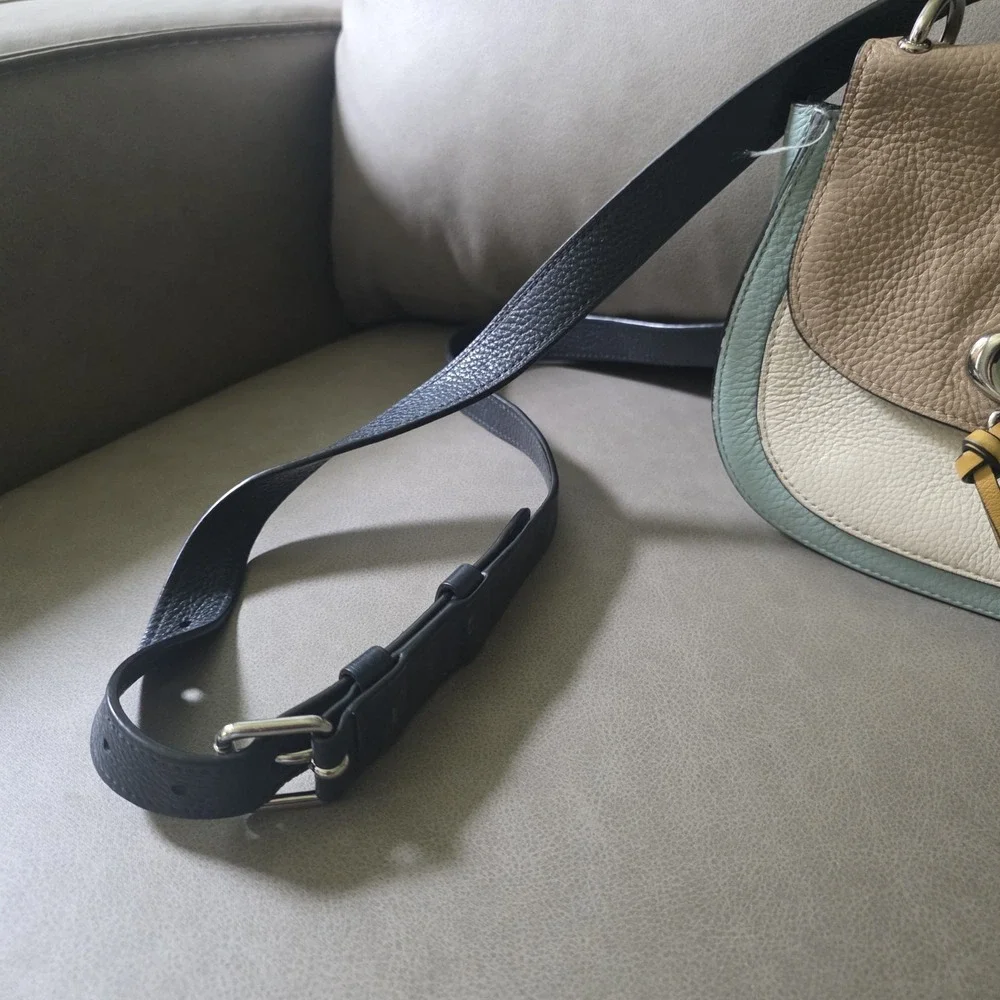 Coach Remi Saddle Bag in Colorblock Taupe Multi featuring refined pebble